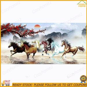 【Cozyhome2】Diamond Painting Nine Running Horses Full Round Drill Mosaic Kit Decor 100x50cm