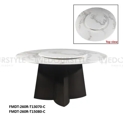 Vedourstyle Round Super Crystal Stone Dining Table Marble Round Table 超晶石餐桌/ Natural Crystal Table Ceramic Meja Makan