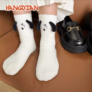 Hangdian Dễ Thương 3D Con Chó Tai Bông Vớ Với Chống-Trượt Thiết Kế Cho Phụ Nữ Và Nam Giới Thời Trang Và Thoải Mái Cho mặc hàng ngày