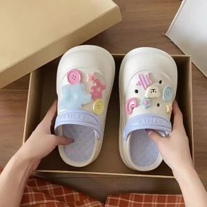 [Free Shipping] Cartoon Cute Versatile Cold-Sweat Dog Clogs For Women EVA Comfortable Thick-Soled Outdoor Non-Slip Detachable Closed-Toe Slippers