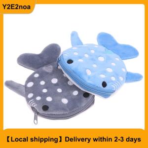 【Local shipping】 Cute Cartoon Plush Shark Purse Plush Zipper Animal Wallet Kids Bag
