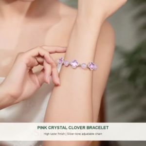 SINLISH Elegant Pink Crystal Bracelet Natural Crystal Korean Fashion Jewelry