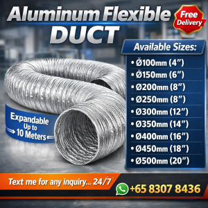 Aluminum Flexible Duct Hose Expandable Up to 10M | Ventilation Air Duct Pipe 100–500mm | HVAC Exhaust Vent Tube