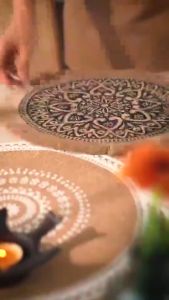 Vixplorn Nordic Table Placemat Round Retro Woven Platemat Anti-Slip Heat Insulation Coasters Cup Mats Decor
