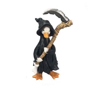 LIVELYS Vivid 3D Halloween Duck Figurine Waterproof Creative Resin Goose Statue Spooky Desk Toy Colorfast Ghost Pumpkin Sculpture Tabletop Display