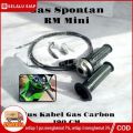 PAKET GAS SPONTAN MINI RM + KABEL SERAT 190 CM + SET KIRI KANAN HAND GRIP QUALITY ORIGINAL GAS SPONTAN RM MINI FREE BAUT UNIVERSAL MATIC BEBEK JUPITER MX BEAT VARIO FINO LEXI GENIO NMAX PCX FZR MIO SCOOPY VEGA GAS KABEL GAS SPONTAN GAGANG MOTOR. 