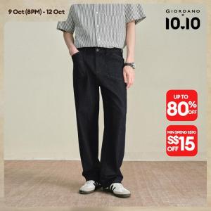 Giordano Men 100% cotton five-pocket mid rise washed denim jeans Free Shipping 18116804