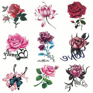 Sketch Butterfly Flower Tattoo Sticker Women Body Face Arm Leg Fake Tattoo for Party Temporary Transfer Paper Decal