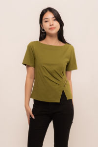 RIMINI -  Atasan Casual Berlengan Pendek Marble Beads Pleated Size S-3XL - Amaryllis Top 5S25101