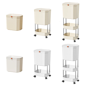 Renter Friendly Trash Bin Storage Shelf Organizers No Drilling Required Compactly Kitchen Storage Easy Cleaning Garbage Bin