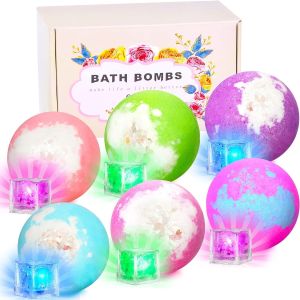 Light Up Bath Bombs with Surprise Inside 4.23 oz XL Natural Gift Set 6 with Essential Oils Magnesium Large Bath Bombs for Women Relaxing Spa Skin Moisturize Gifts for Women