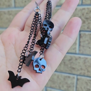 Fashion Halloween Party Funny Skull Black Chain Earring Bat Spiders Pumpkin Ear Hook Earrings Trendy Women Earrings 2023