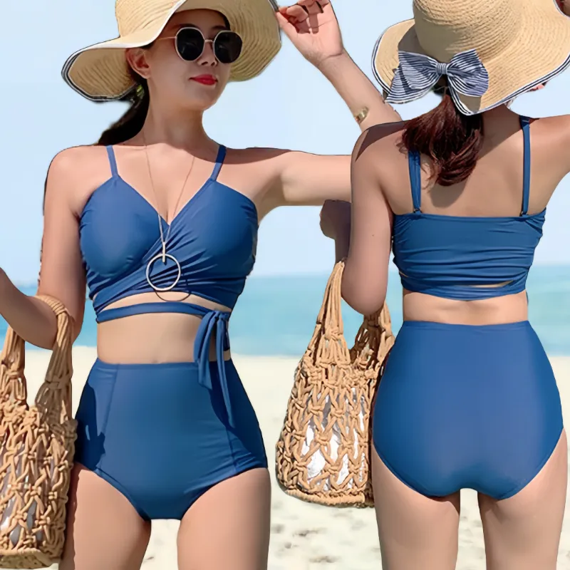 Bikini High Waist Swimsuit for Women in Beach Outfit Fashion Swim Wear  Cover Up Swimming Attire Three Pieces Bathing Suit Push Up Women's