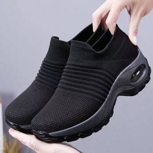 Slip On K-Fashion Rubber Shoes for Women Low Cut Air Cushion Comfortable Sneakers New Trendy Comfortable Loafers Shoes For Lady