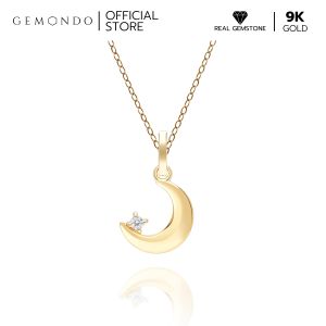 Gemondo จี้ทองคำ 9K ประดับเพชร สัญลักษณ์พระจันทร์ครึ่งเสี้ยว (ไม่รวมสร้อย) Lucky Symbol