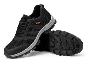 QINHUIZE Labor insurance shoes anti-smashing puncture solid non-slip breathable comfortable flying woven upper casual site shoes steel toe cap light lightweight safety boots