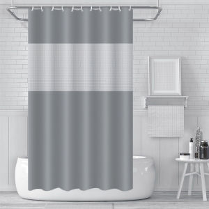PEVA Shower Curtain Elegant Shower Curtain Liner Splicing Black Shower Stall Curtain with Hooks for Home Hotel Machine Washable Curtain Waterproof Bathroom Shower Curtain