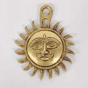 Traditional Brass Sun Face Wall Hanging | Surya Dev Wall Décor for Home Entrance Pooja Room & Vastu Decoration (Size - 3 Inches | Pack of 1 Pc)