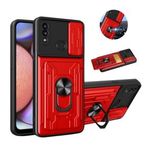 Armor Shockproof Card Slot Case For Samsung Galaxy A10S A20 A30 A30S A50 A50S Car Magnetic Ring Stand Slide Camera Protect Cover