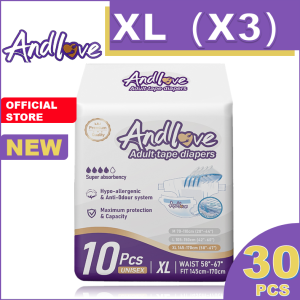 ANDLOVE Adult Diapers Extra Large 30pcs/3packs Adult Tape Diapers Leak-Proof