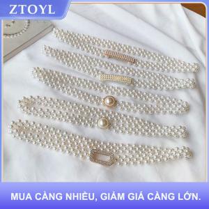 【ZTOYL】 Ngọc trai lớn chuỗi eo của phụ nữ vành đai đàn hồi với kim cương trang trí tất cả các trận đấu váy thời trang giản dị thiết kế sang trọng tráng Gothic