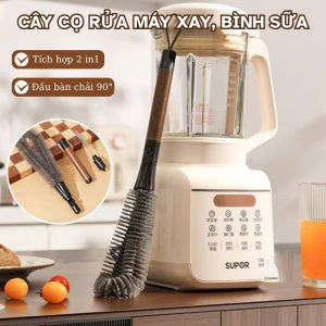 Bàn chải cọ đa năng rửa Máy Xay Sinh Tố Bình Nước Cốc Chén Cán dài Đầu Sợi Mềm Thiết Kế 90° Xoay 360 Tiện Lợi