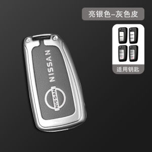 Zinc Alloy Luxury Genuine Leather Flip Car Key Fob Shell Case Cover Chain Remote Holder Keychain Protector For Nissan Navara NP300 X-trail March Almera Sunny Juke Sylphy Qashqai Note Tiida