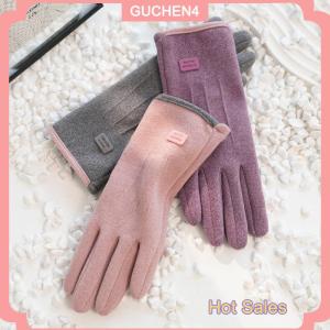GUCHEN4🎀 Phụ nữ mùa đông dày sang trọng Găng tay thời trang da lộn ấm áp ngoài trời guantes Lady màn hình cảm ứng lái xe Găng tay thể thao đi xe đạp găng tay