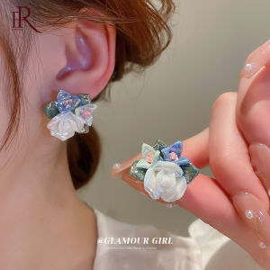Frascati Oil Painting Ceramic Flower Stud Earrings For Women Girl Korea Sweet Fashion Simple Versatile Earring Party Jewelry