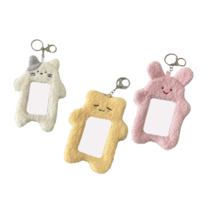 Plush Photo Card Holder with Keychain Cartoon Photocard Holder Photo Card Sleeves Photo Card Protectors for Women Girl