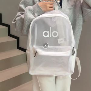 ALO Yoga Black Mesh Backpack Lightweight Breathable See Through Backpack Large Capacity Gym Yoga Travel School Backpack For Women