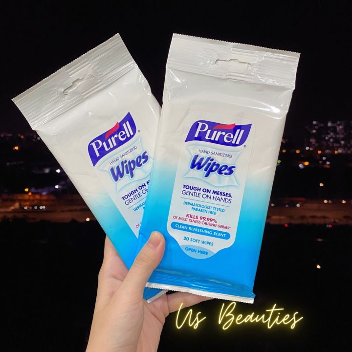 Khăn Ướt Diệt Khuẩn PURELL Hand Sanitizing Wipes, Clean Refreshing Scent, 20 Ct Travel Pack