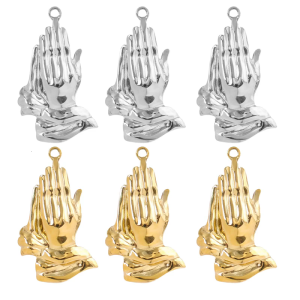3 Pieces Stainless Steel Religious Pendants Praying Hand Charm for Necklaces Bracelets Handmade Accessories