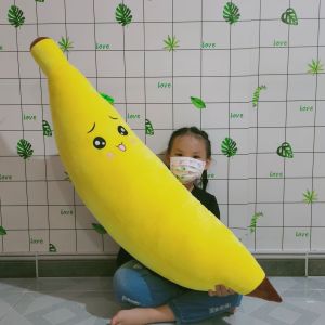 GỐI ÔM TRÁI CHUỐI KHỔNG LỒ GỐI ÔM NGỦ DÀI HÌNH QUẢ CHUỐI 1 MÉT 2 VẢI NHUNG LÔNG MỊN AN TOÀN CHO BÉ ẢNH THẬT