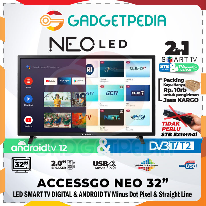LED Smart TV 32inch 2in1 Android TV & DVB T/T2 -ORIGINAL BERGARANSI