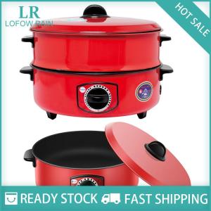 LF Wholesale✨Flash Sale ✨ Electric Caldron Red Electric Frying Pan Steaming Boiling Stewing Multifunctional Electric Chafing Dish