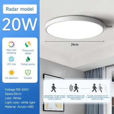CHENBEN LED Radar Sensor Ceiling Light Automatic On OFF Night Light Motion Sensor Ceiling Lamp 20W 30W Panel Lights for Home Entrance Balcony Toilet Stair Corridor Lighting