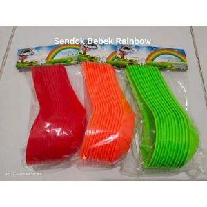 (TERMURAH) Sendok sup bebek plastik kecil warna (12pcs) / sendok soup/ sendok sup