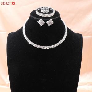 🚚【Local Express Delivery】🚚 4Pcs set Bridal Jewelry Set Necklace Bracelets Ring Earrings Set Super Gorgeous Luxury Shiny Fashion Jewelry Party Gift