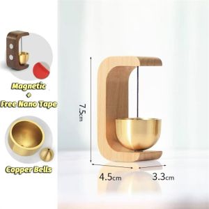 Japan Self-Adhesive Wood Doorbell Vintage Magnetic Wood Doorbell C-Shaped Wooden Wind Chimes Decor