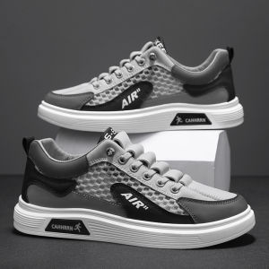 Outdoor Mens Korean Fashion Sneakers Comfortable Breathable Mesh Skateboard Shoes Summer New Mens Casual Trainers Lace Up Shoes