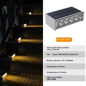 YONUO Năng lượng mặt trời bước đèn IP65 không thấm nước ngoài trời cầu thang chiếu sáng cho lối đi trong vườn