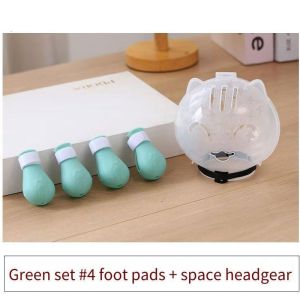 5pcs Cat Astronaut Head Cover Footwear / Anti-Scratch Cat Shoes / Cat Transparent Muzzle / Anti-Bite Helmet