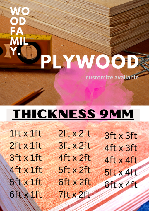 9mm+ BEST SOLID PLYWOOD ,ALL SIZE Quality Plywood=furniture, DIY Lazada