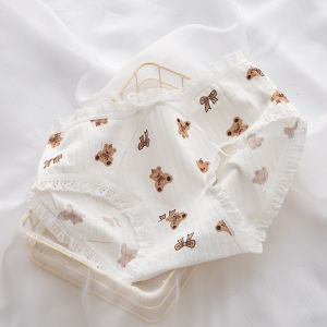 SABELA- Celana Dalam Wanita Motif Bear Bahan Katun Import Mid Waist S29