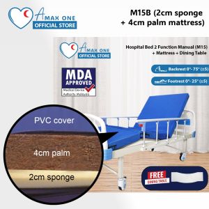 [Same Day Delivery] Hospital Bed 2 Function Manual (M15) + Mattress + Dining Table + Ripple Mattress