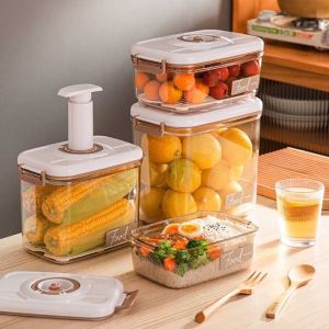 [Local Seller] 1.2L-4.6L Plastic Vacuum Food Storage Container With Lid Manual Pump Leak Proof Seal Food Fresh Keeping Rice Fruits Vegetables