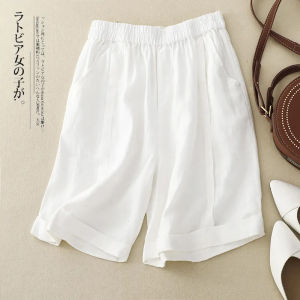 DSF Studio Womens Cotton Shorts Summer Thin Elastic High Waist Wide Leg Pants New Loose A-Word Casual Five-Point Pants