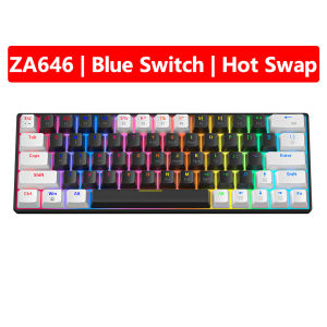 ZIFRIEND ZA646 63 Keys Mechanical Keyboard Wired Gaming Keyboard RGB Backlit 3 Pin Hot Swappable Blue / Red Switch