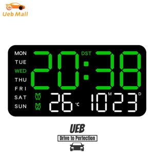 [UEB Mall] Digital Alarm Clock Electronic Wall Clock Temperature/Date Display Boarderless Wall-mounted Clock Multifunctional for Students